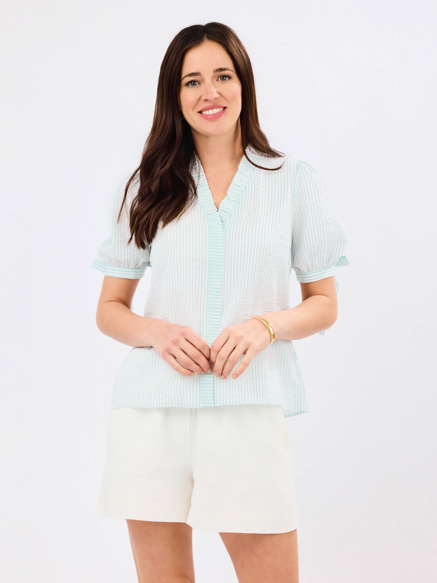 Brynn Top |  Seafoam + White