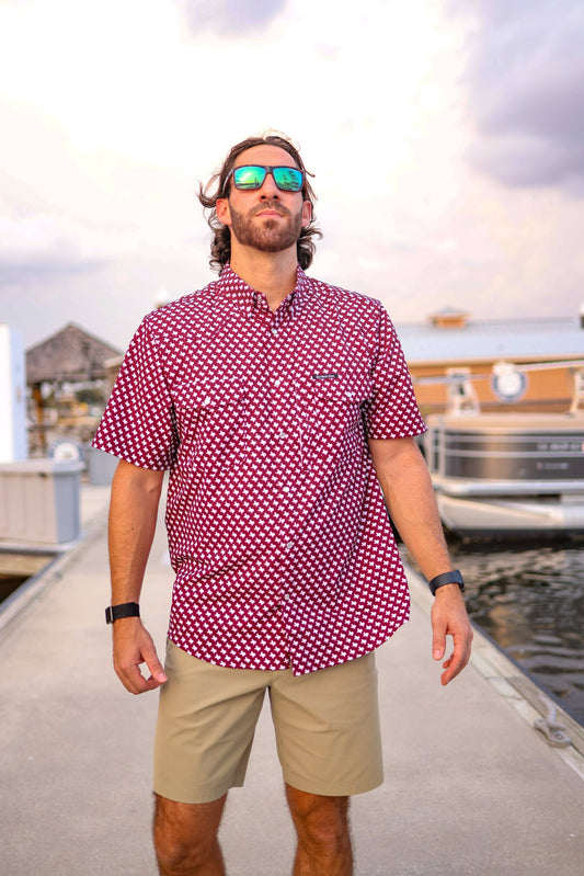 The Maroon Pearl Snap Fishing Shirt