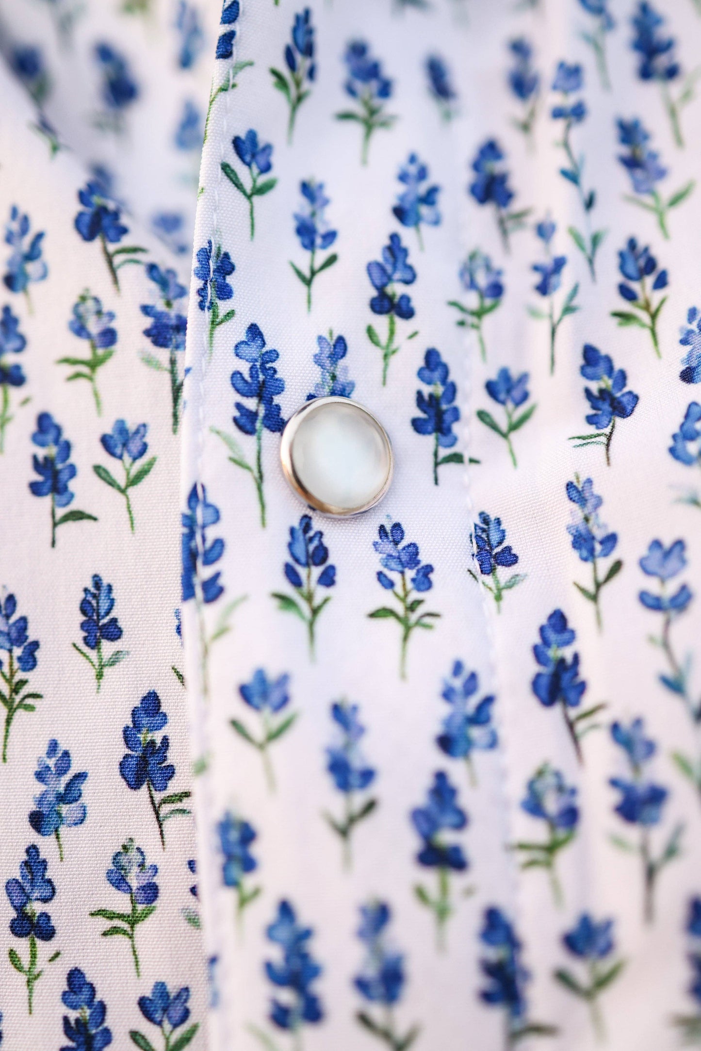Blue Bonnet Pearl Snap Fishing Shirt
