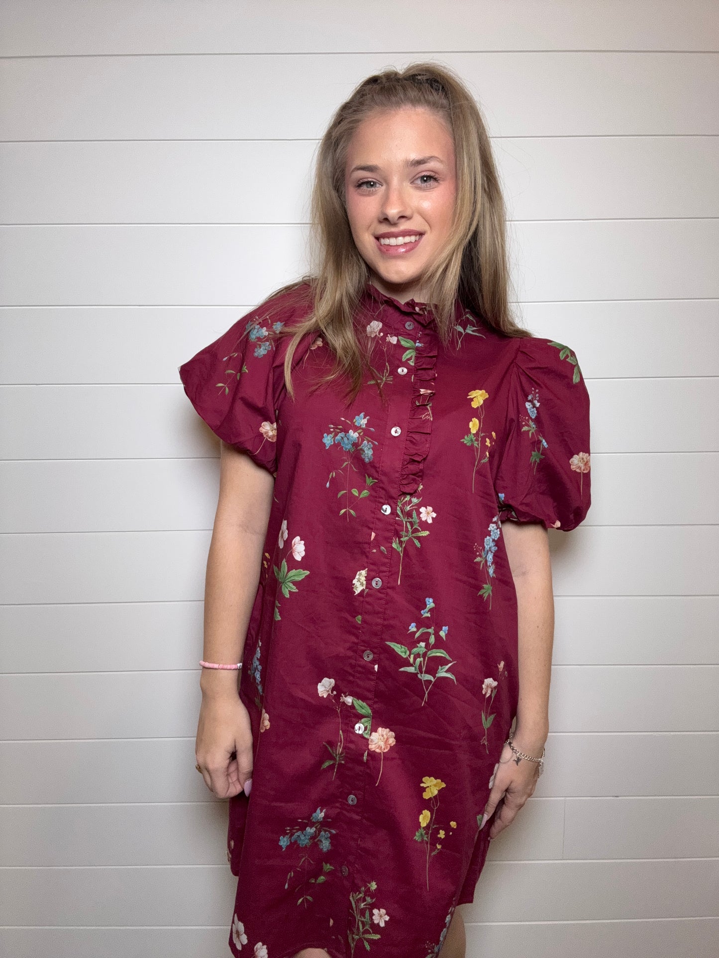 Maroon Floral Dress