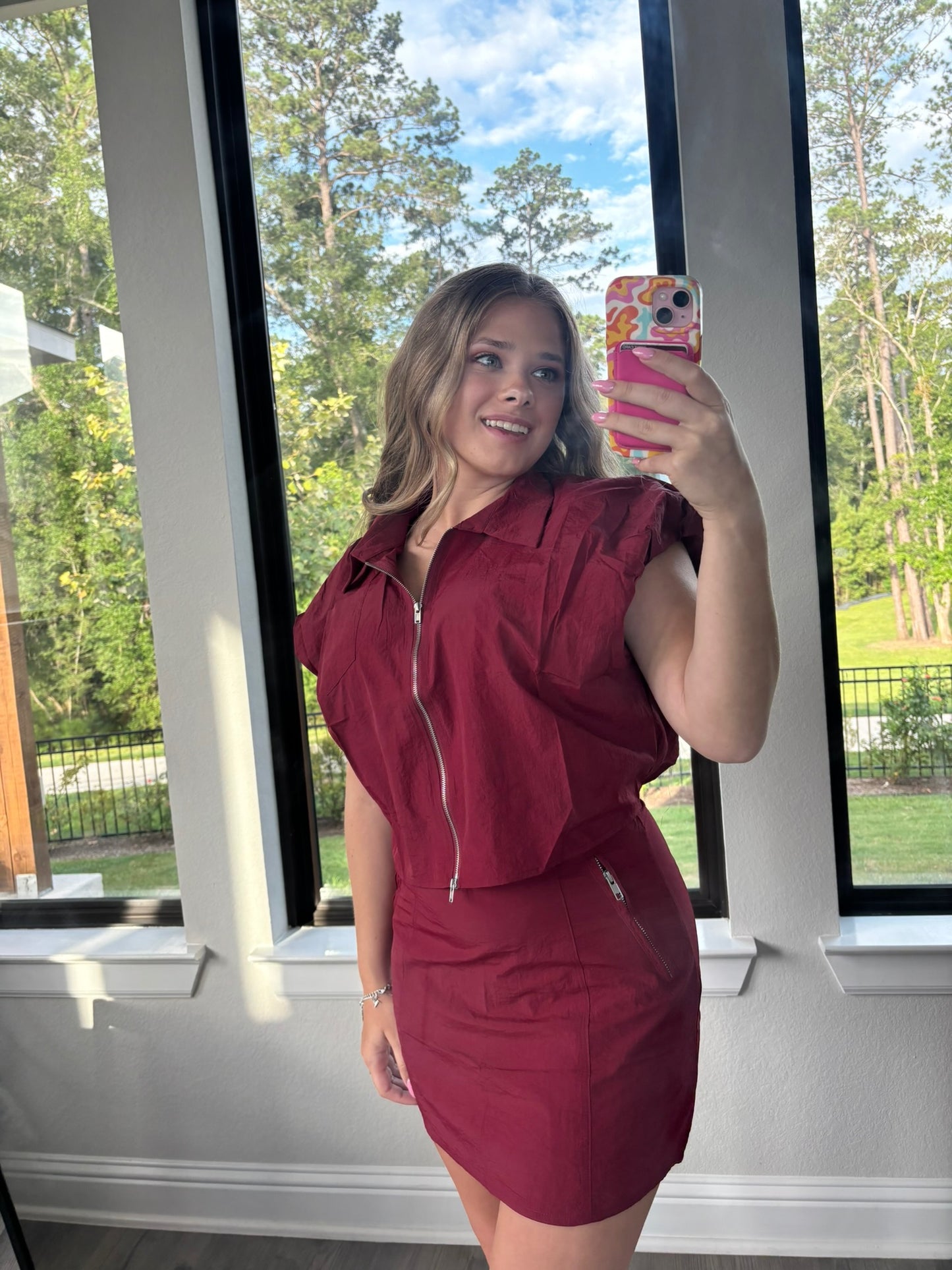 FRONT POCKET GAME DAY ZIPPER TOP & Skirt