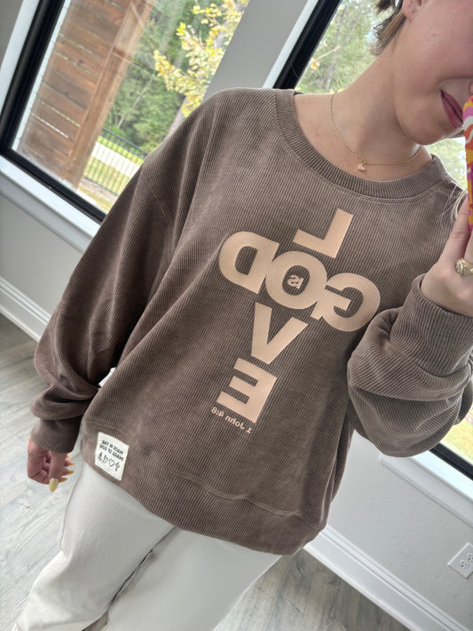 Ribbed God is Love sweatshirt