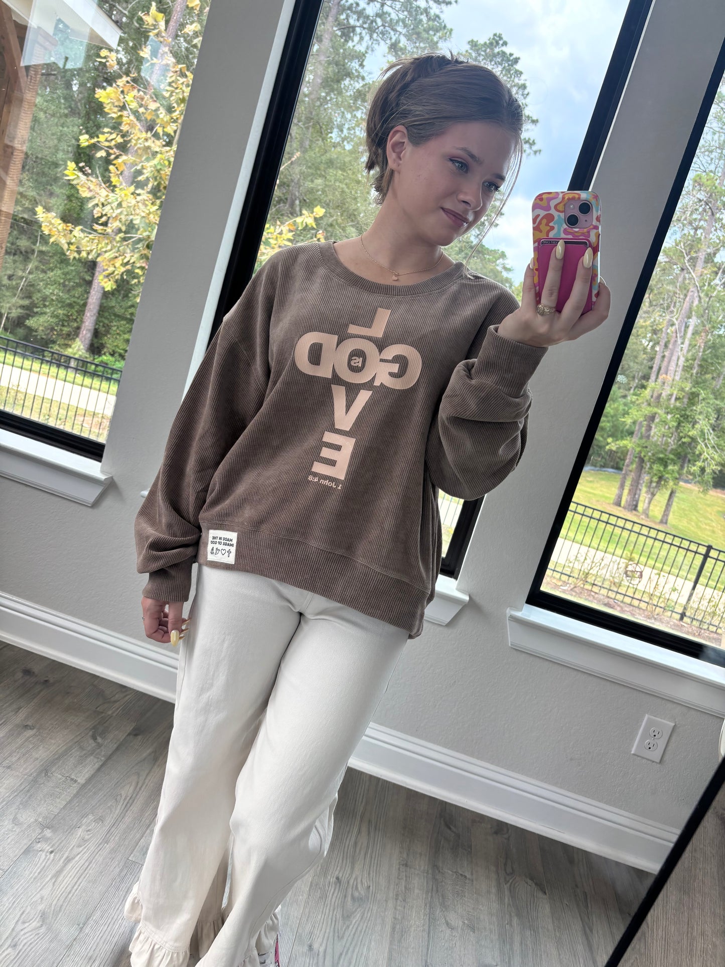 Ribbed God is Love sweatshirt