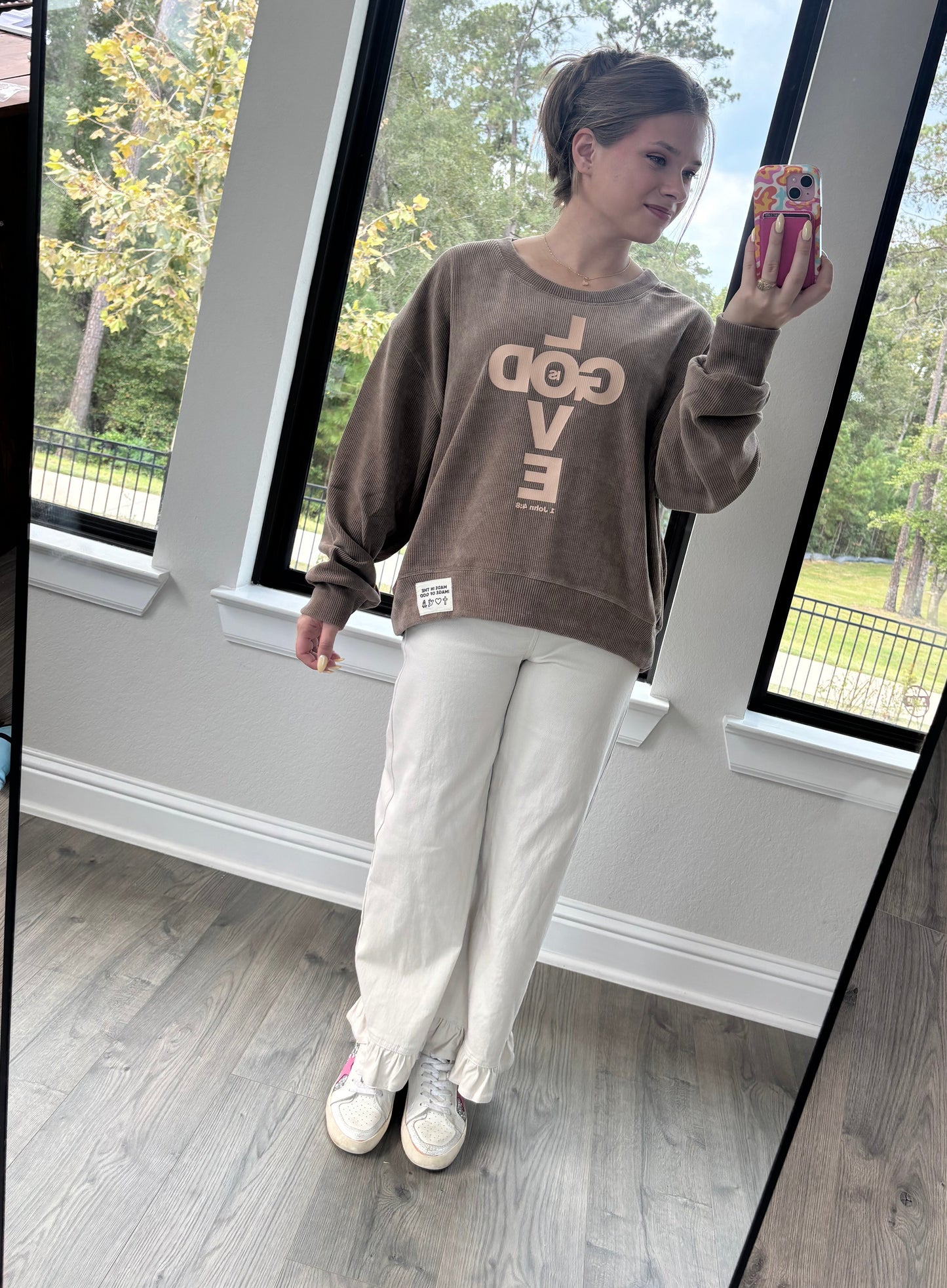 Ribbed God is Love sweatshirt