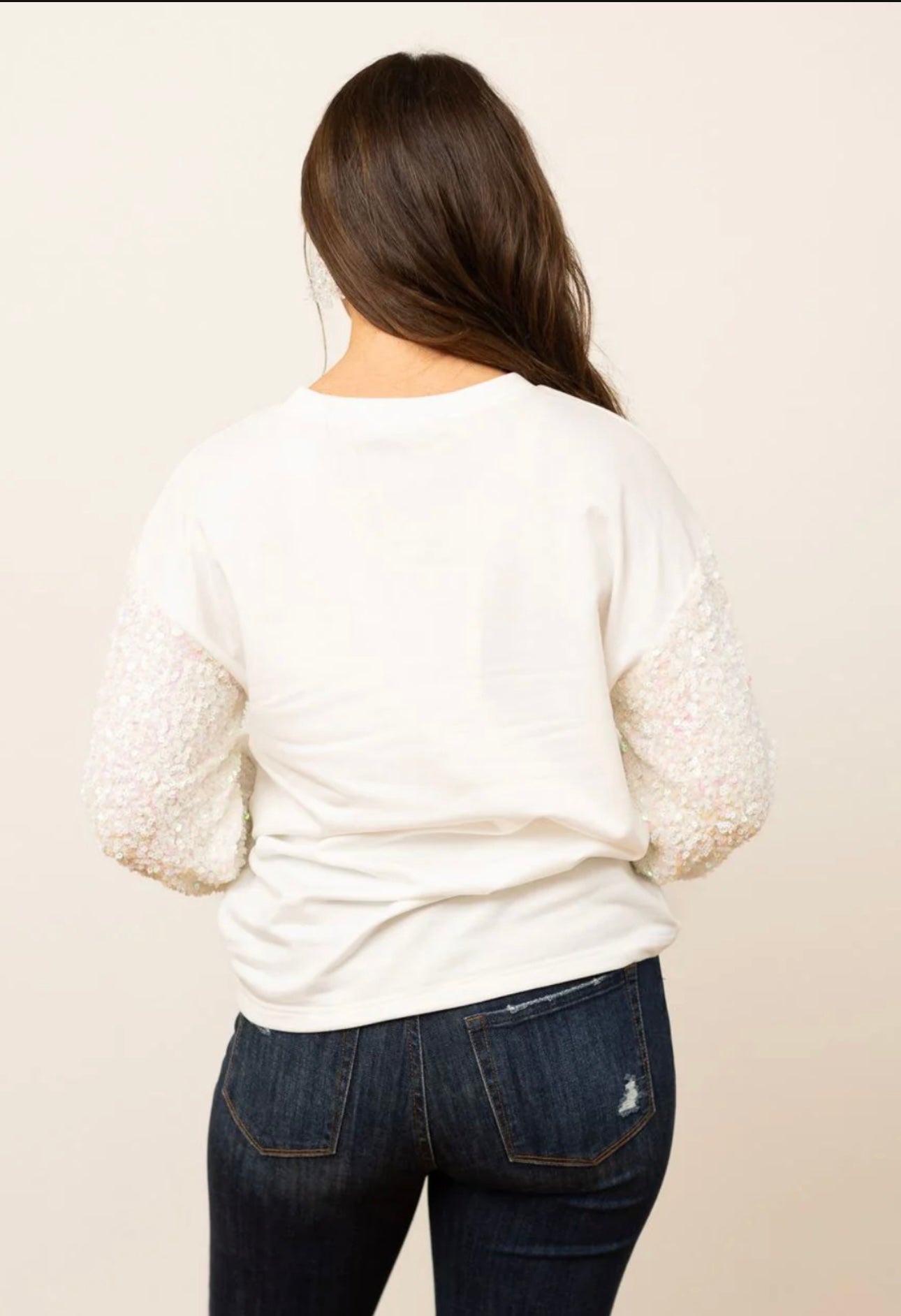 Merry and Glitz Sweatshirt with Sequin Sleeves