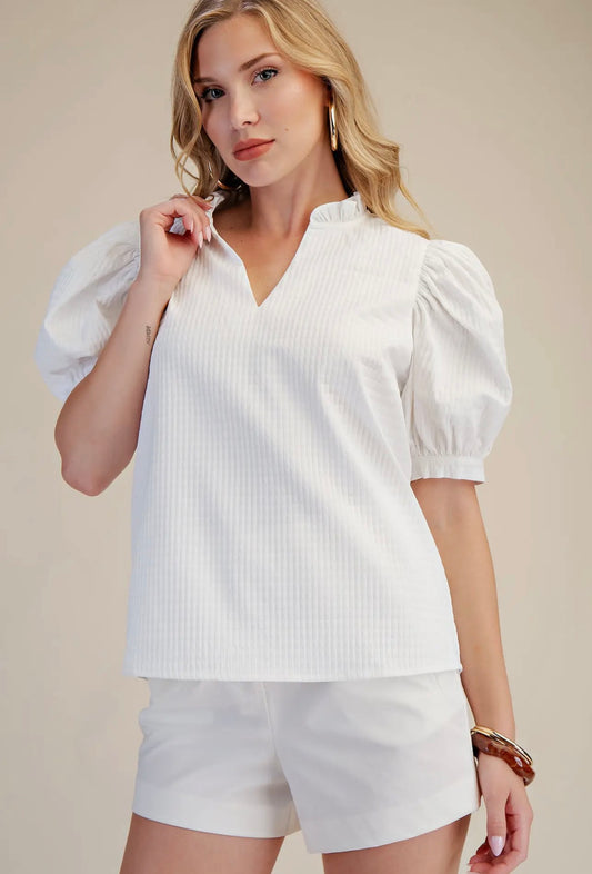 White Puff Sleeve Top