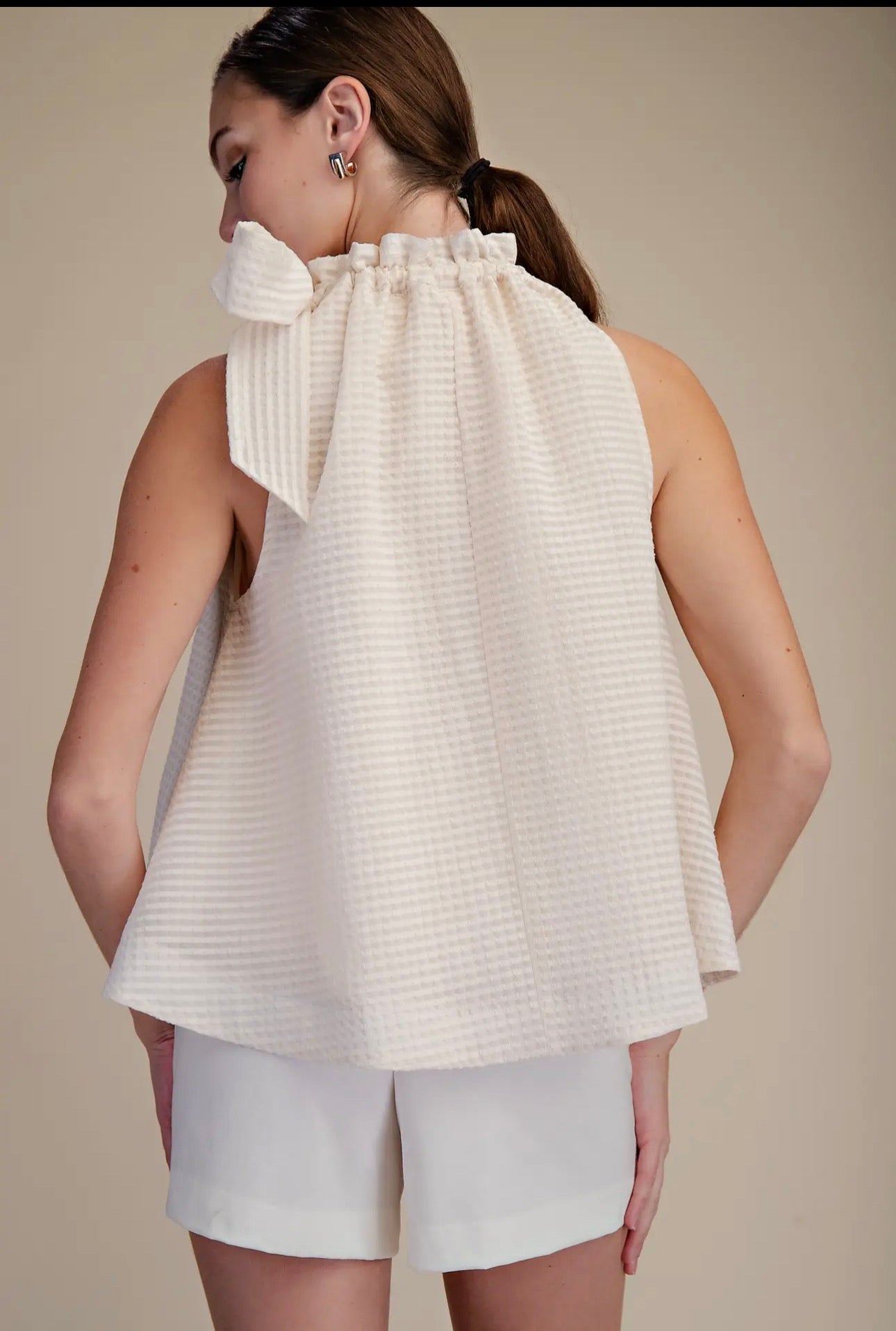 White Tie Neck Top