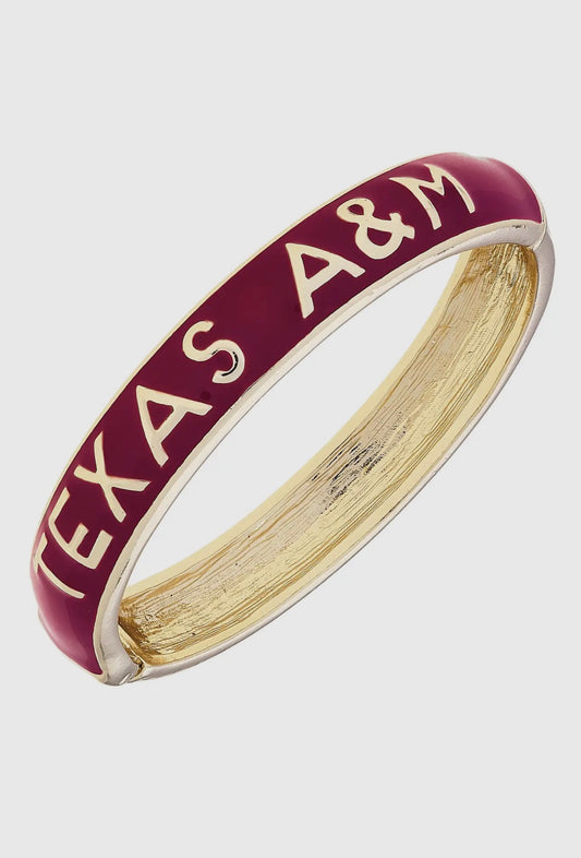 Texas A&M Aggies Sculpted Enamel Hinge Bangle in Maroon