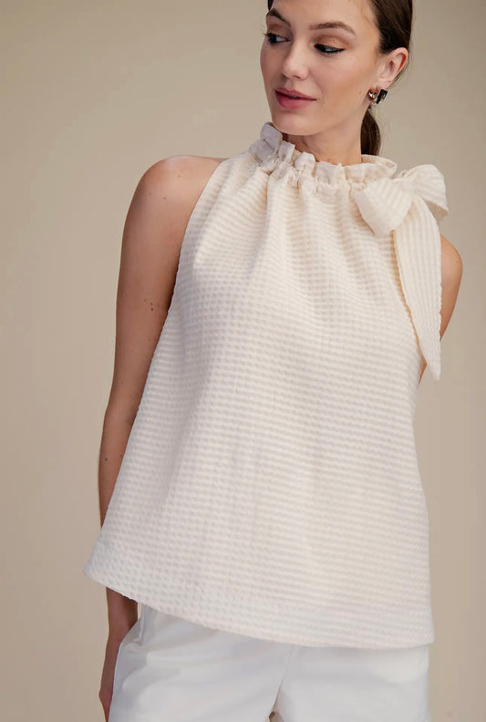 White Tie Neck Top