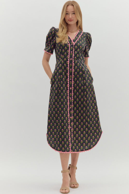 Anastasia Black Floral Dress