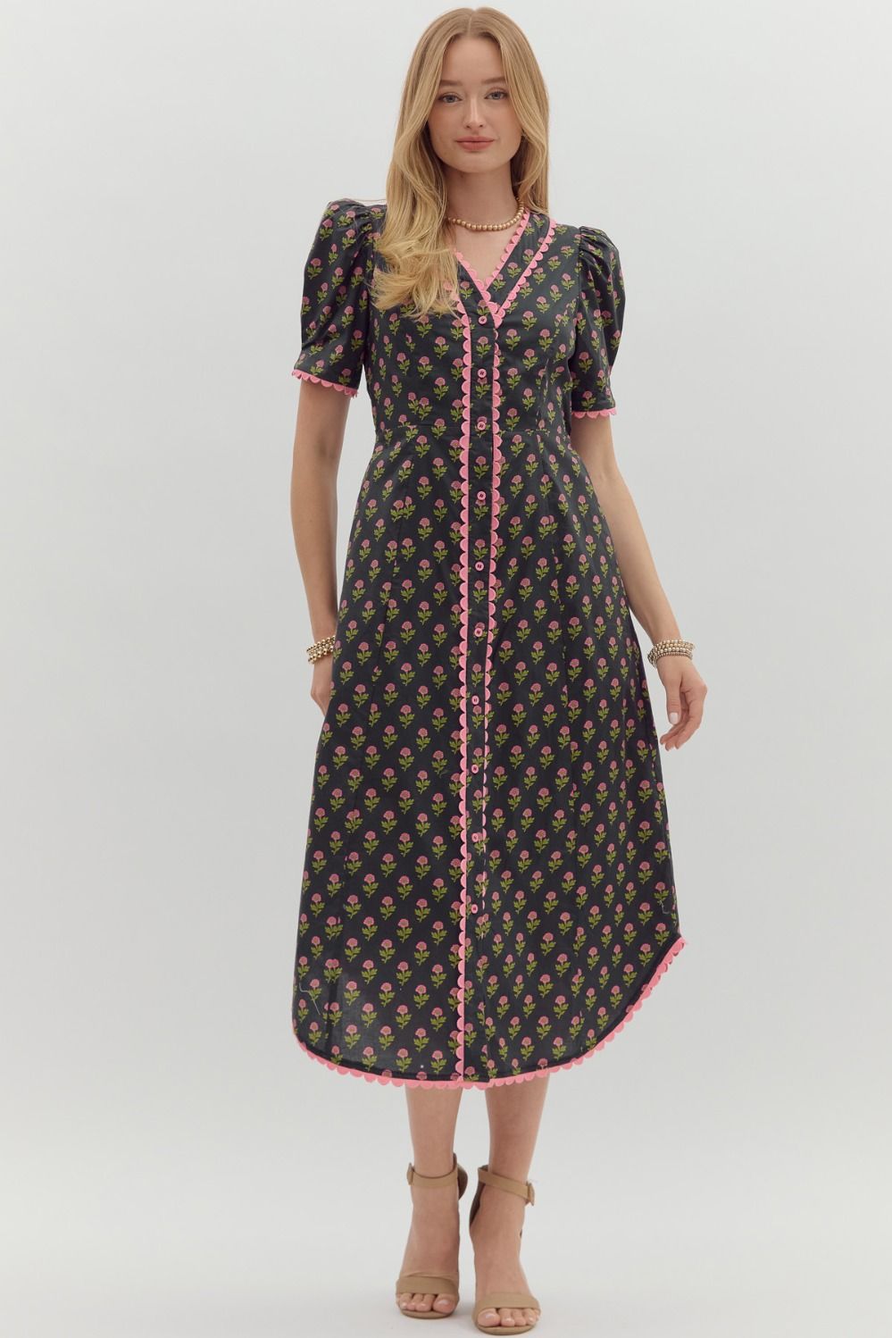 Anastasia Black Floral Dress