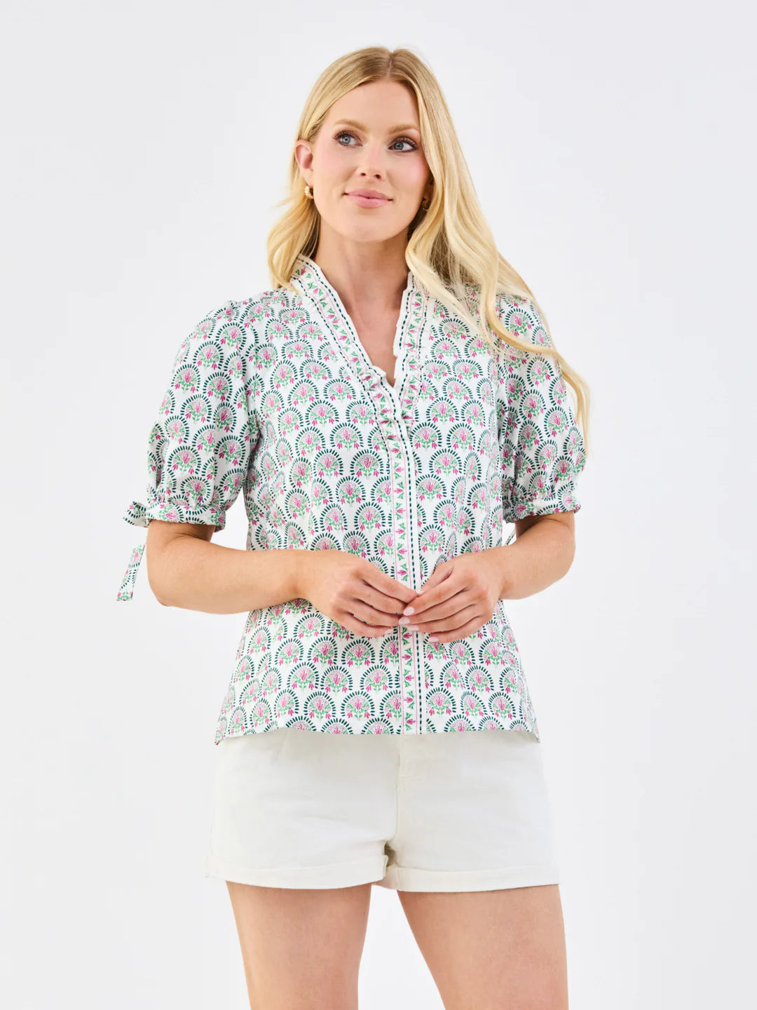 Mary Square Brynn Top | Sunshower Flora White