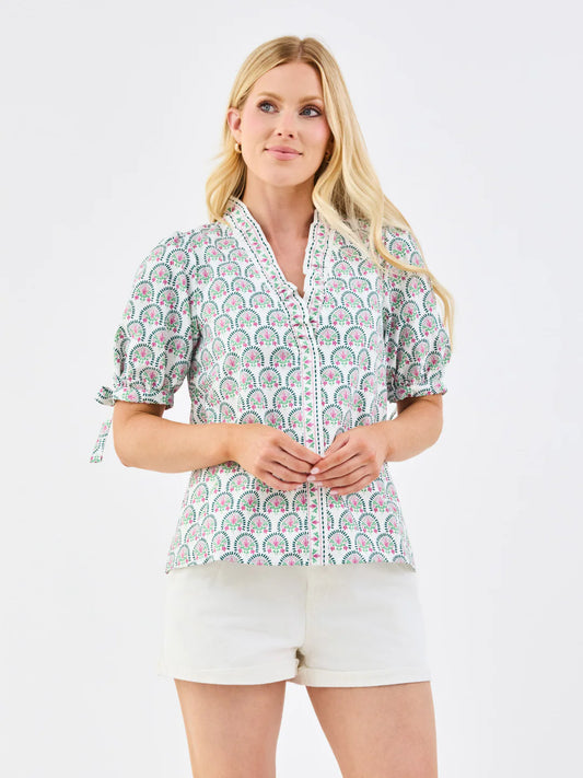 Mary Square Brynn Top | Sunshower Flora White