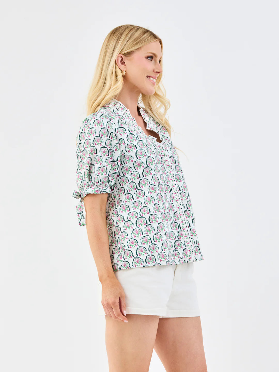 Mary Square Brynn Top | Sunshower Flora White