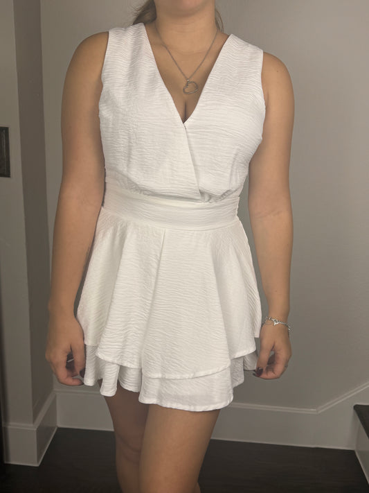 White Sleeveless Romper