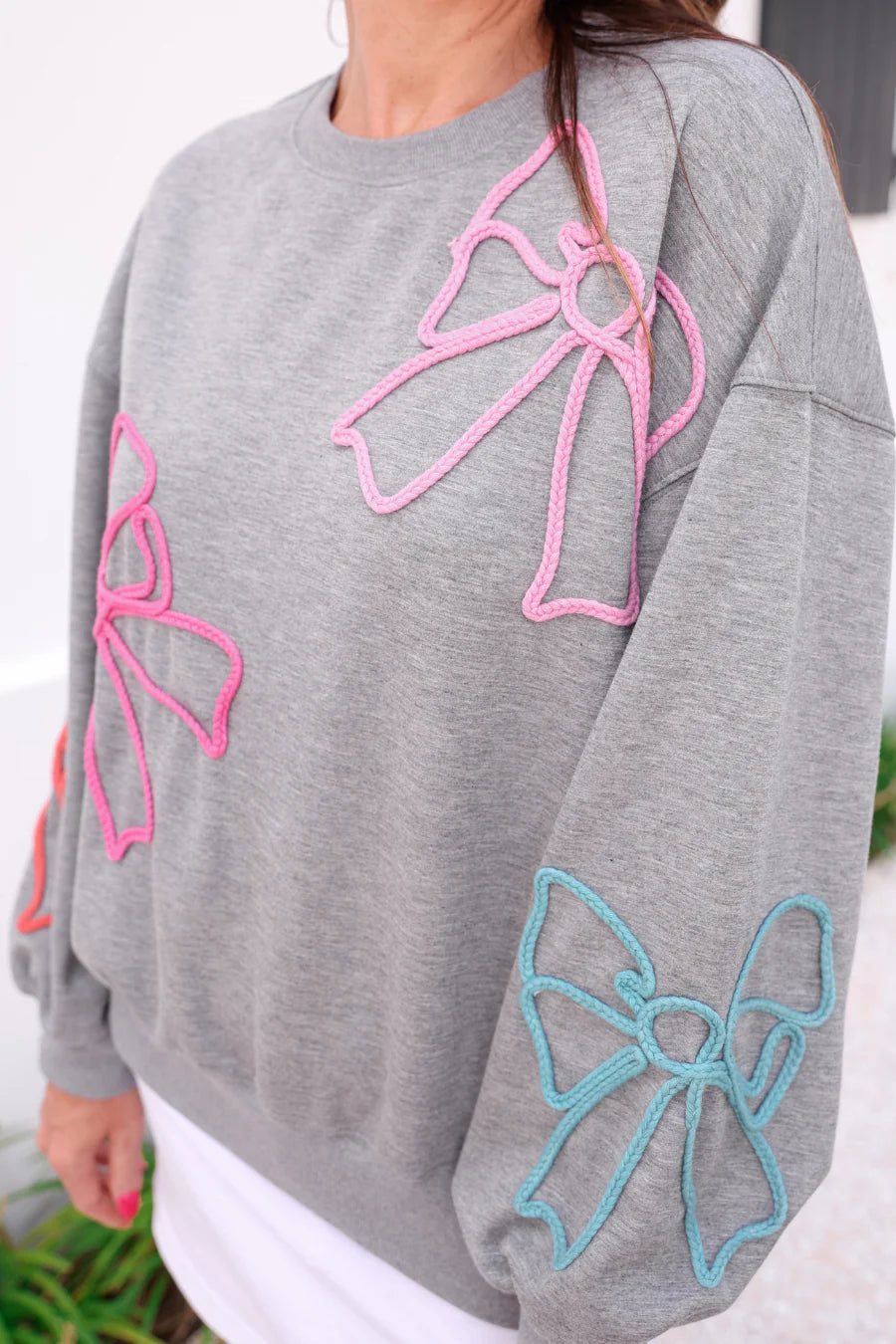 Braided Bow Sweatshirt