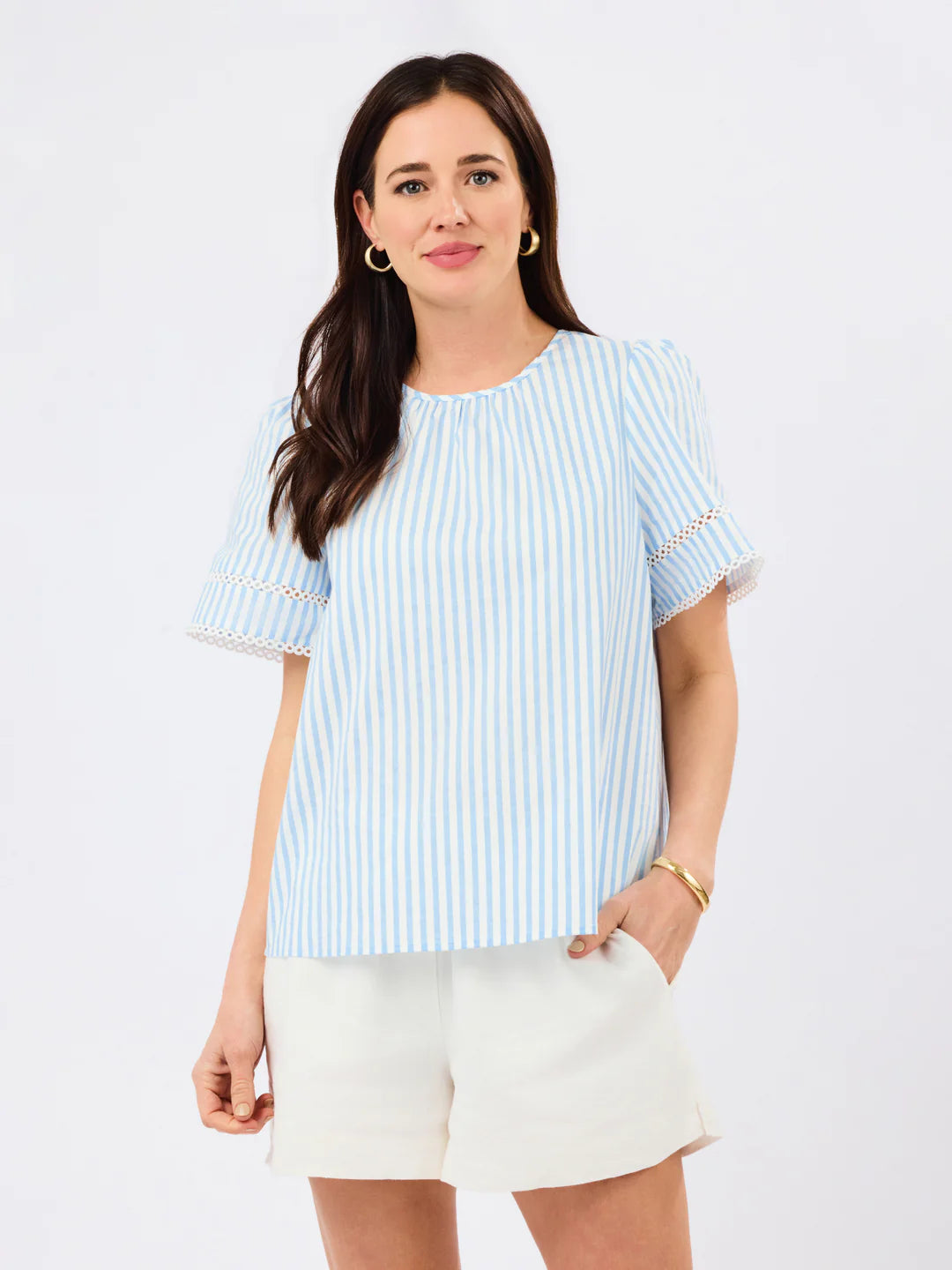 Tabby Pinstripe Blue Top