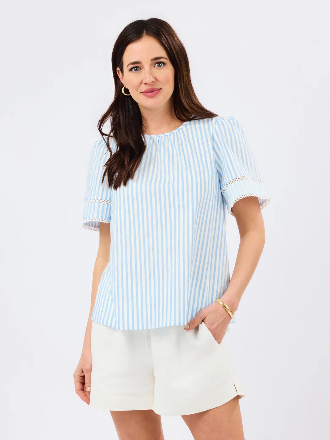 Tabby Pinstripe Blue Top
