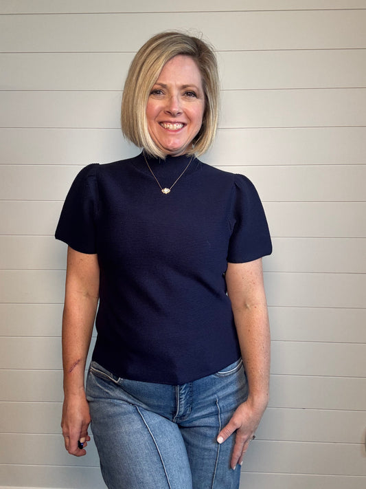 Cambria Mock Neck Navy