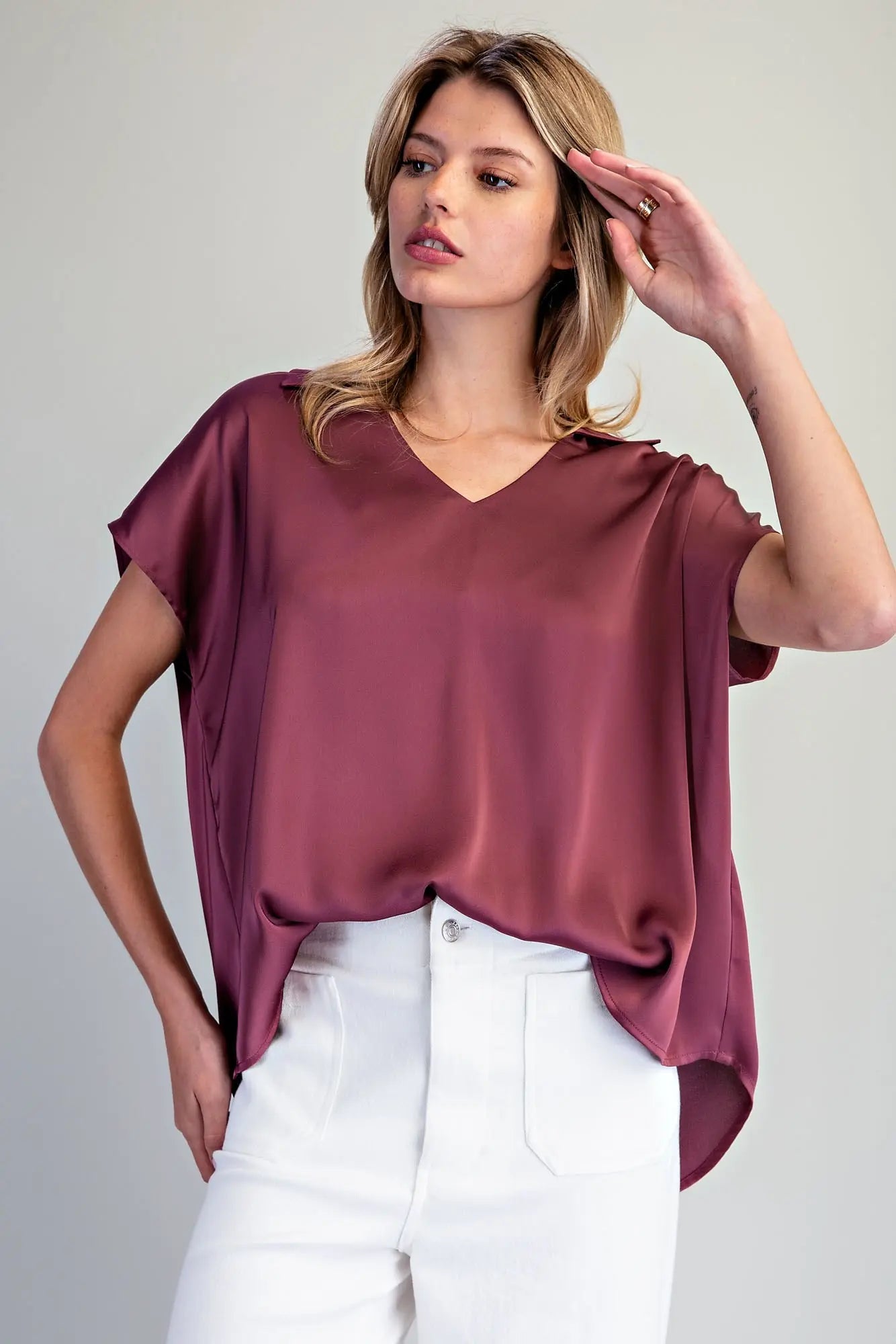 Maroon Satin Top