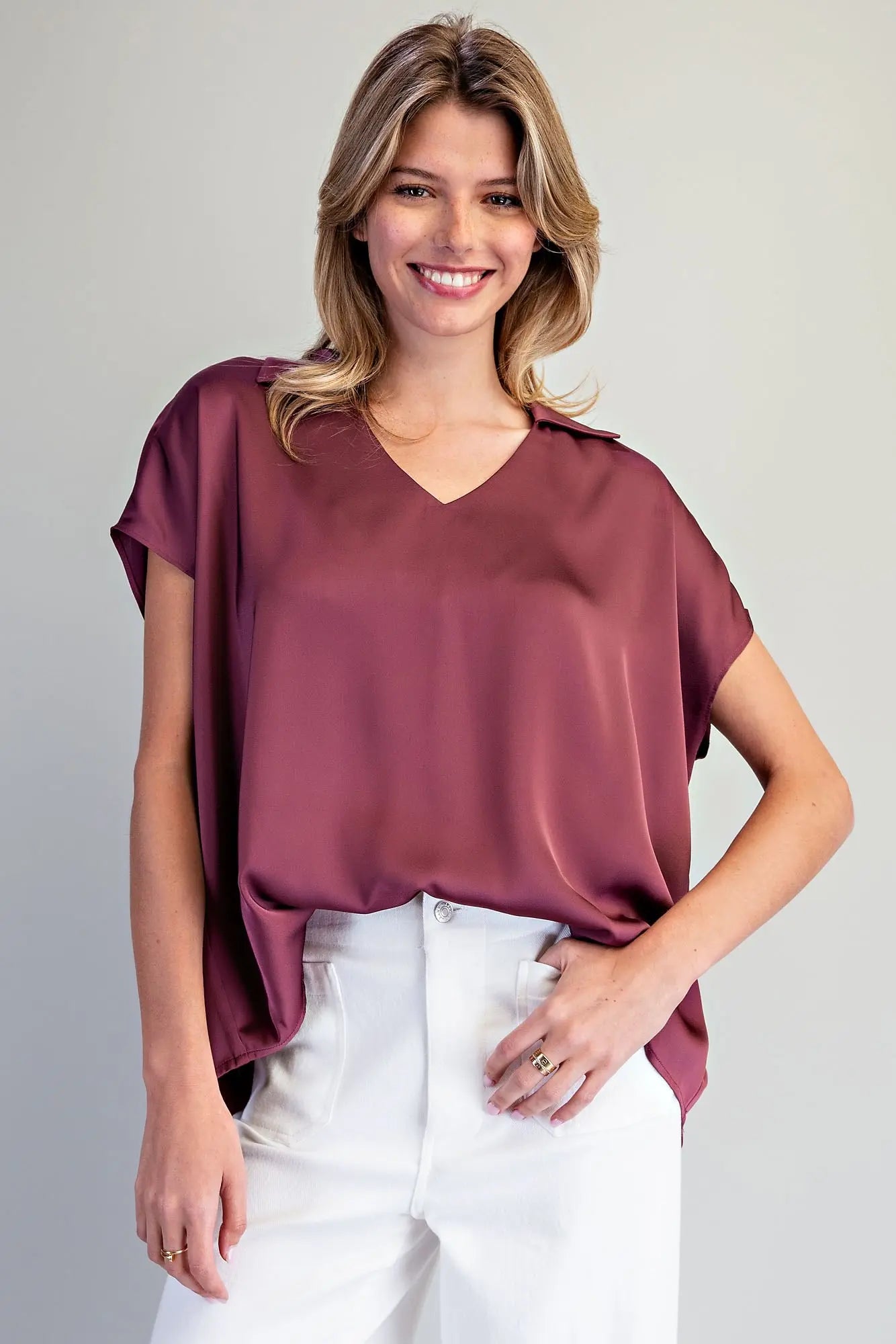 Maroon Satin Top
