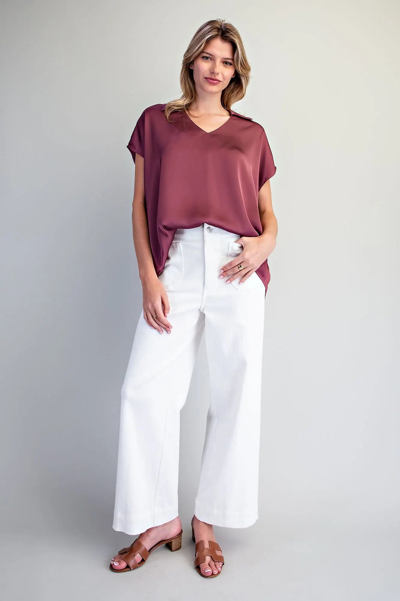 Maroon Satin Top