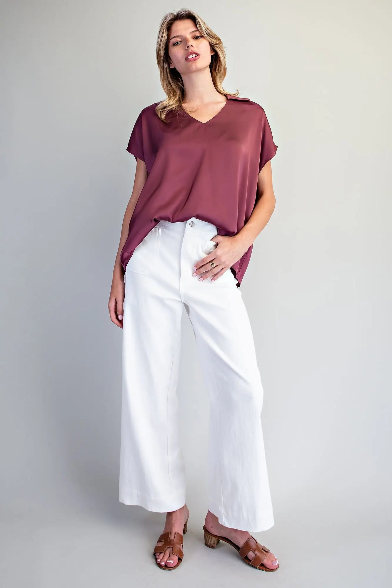 Maroon Satin Top