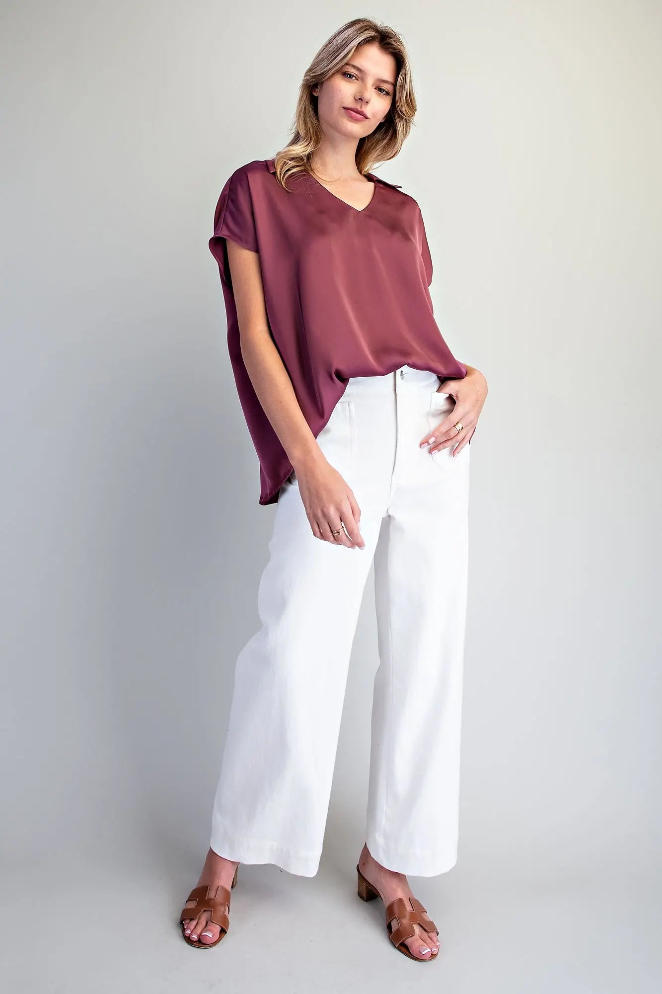 Maroon Satin Top