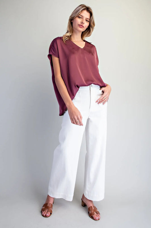 Maroon Satin Top