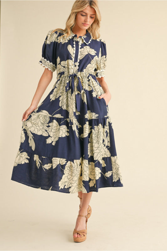 Moonlit Magnolia Midi Dress