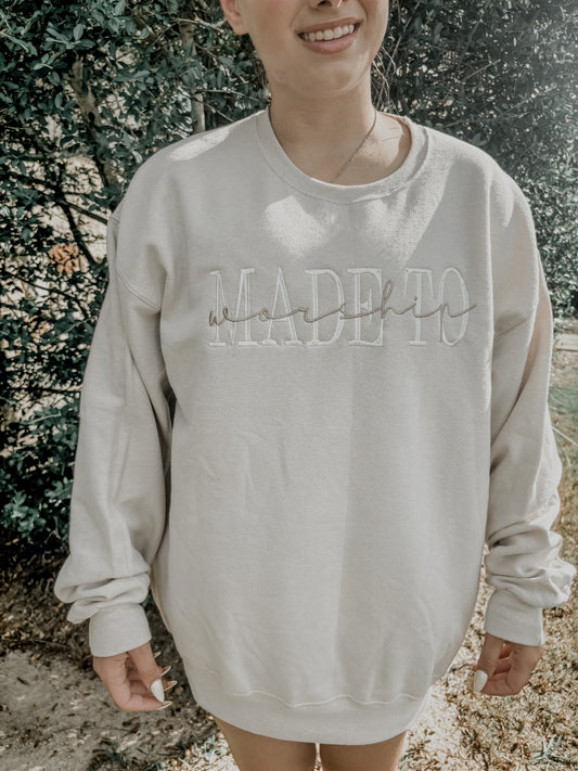 Embroidered Made To Worship Sweatshirt