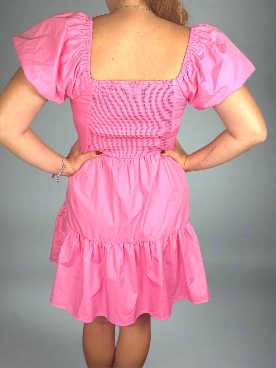 Pink Puff Sleeve Dress