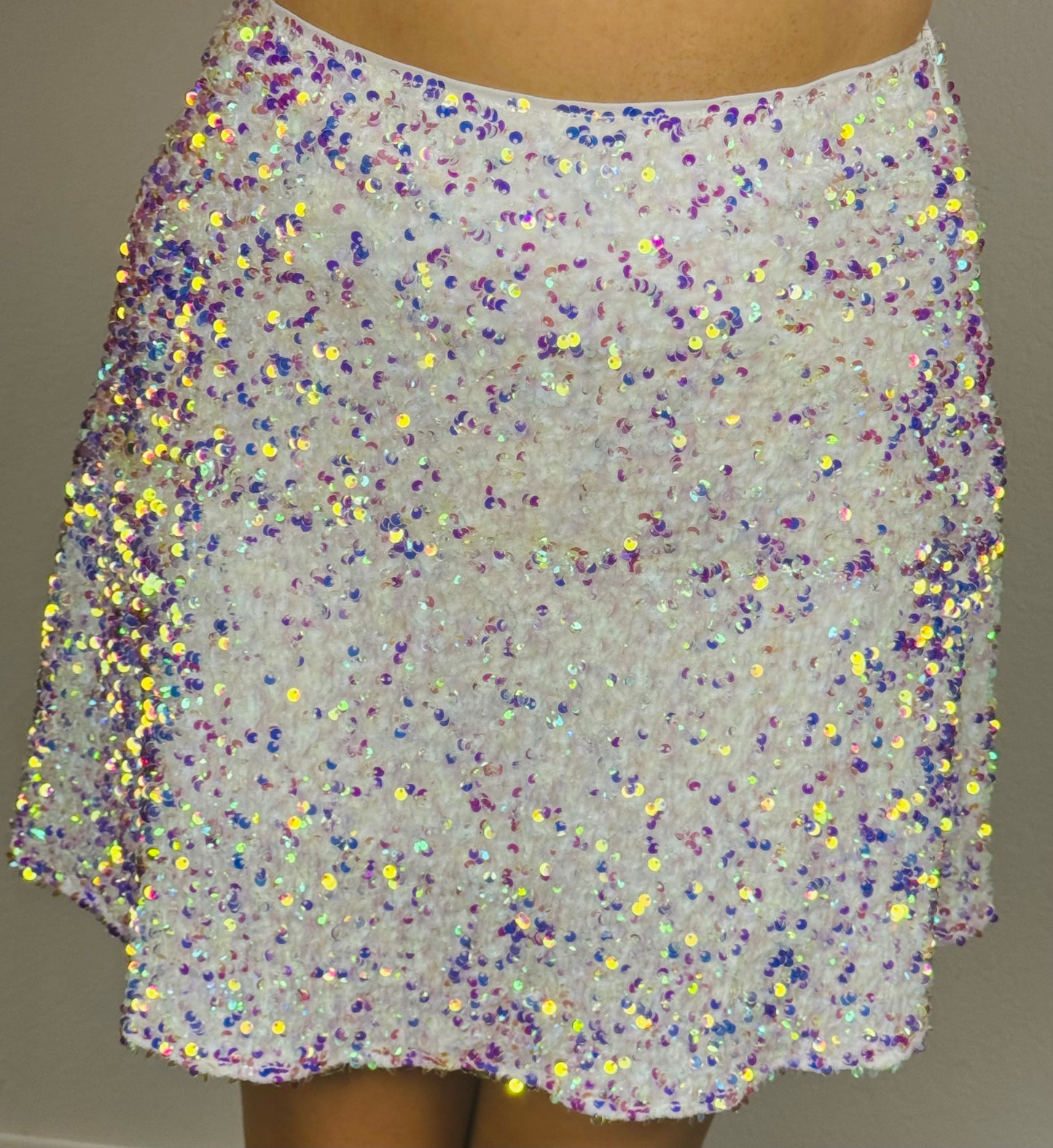 White Holographic Sequin Skirt