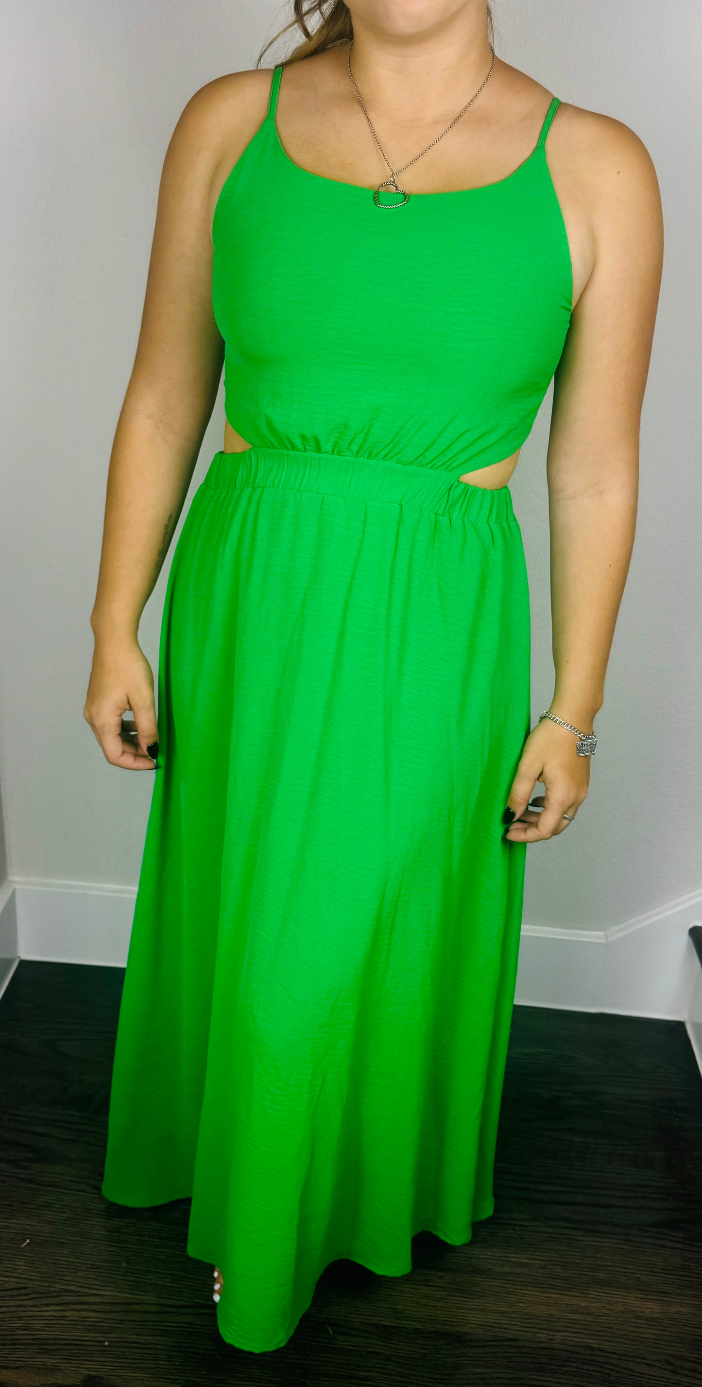 Green Cut Out Maxi Dress