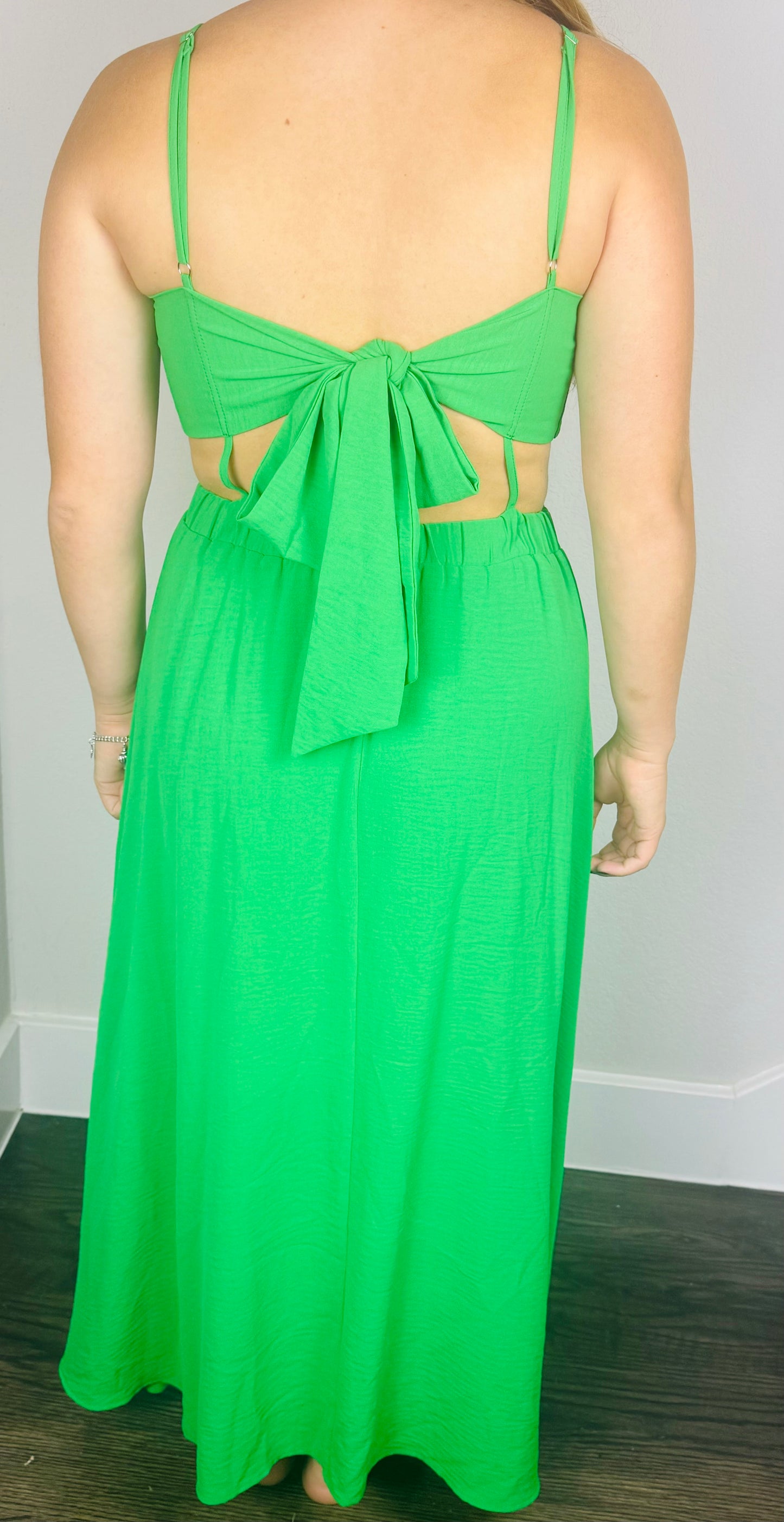 Green Cut Out Maxi Dress