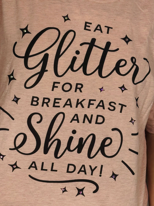 Glitter Rhinestone Graphic Tee