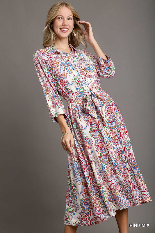 Paisley Button Down Shirt Dress