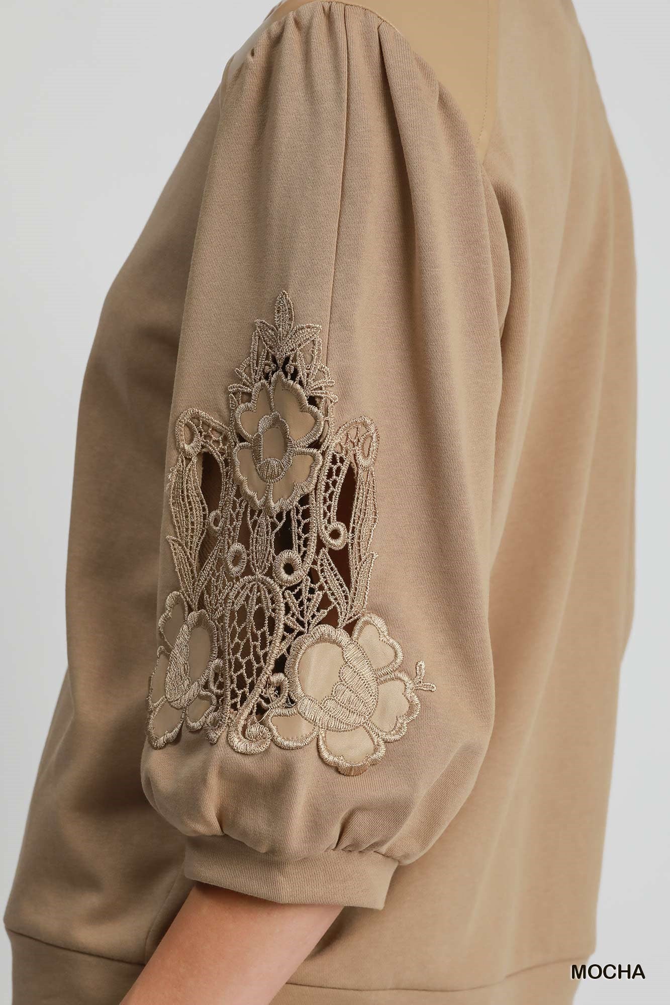 Mocha French Lace Top