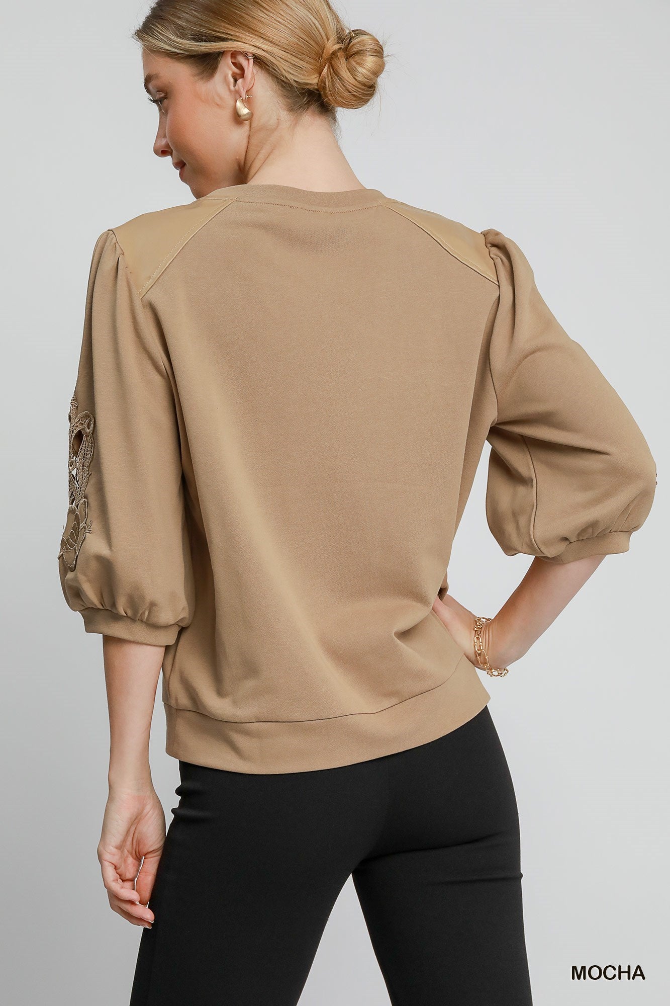 Mocha French Lace Top