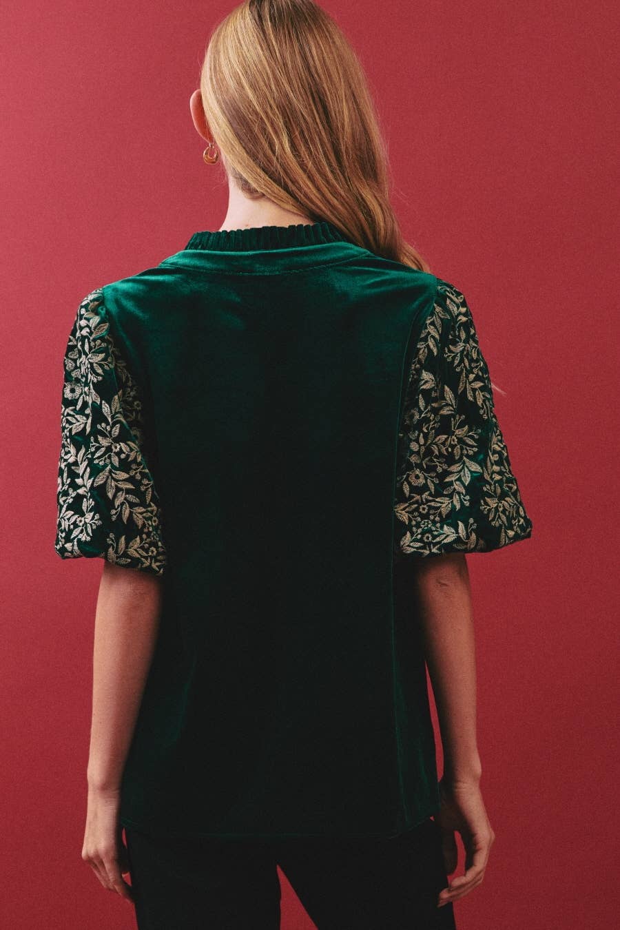 Hunter Green Velvet Blouse