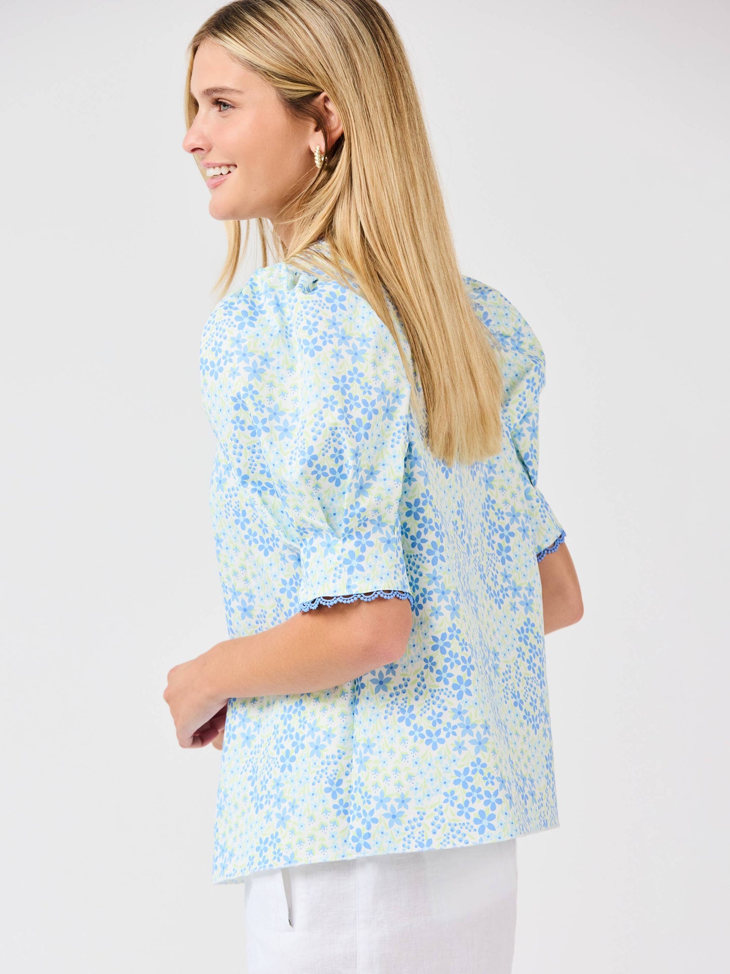 Thea Top: Larkspur Fields Blue