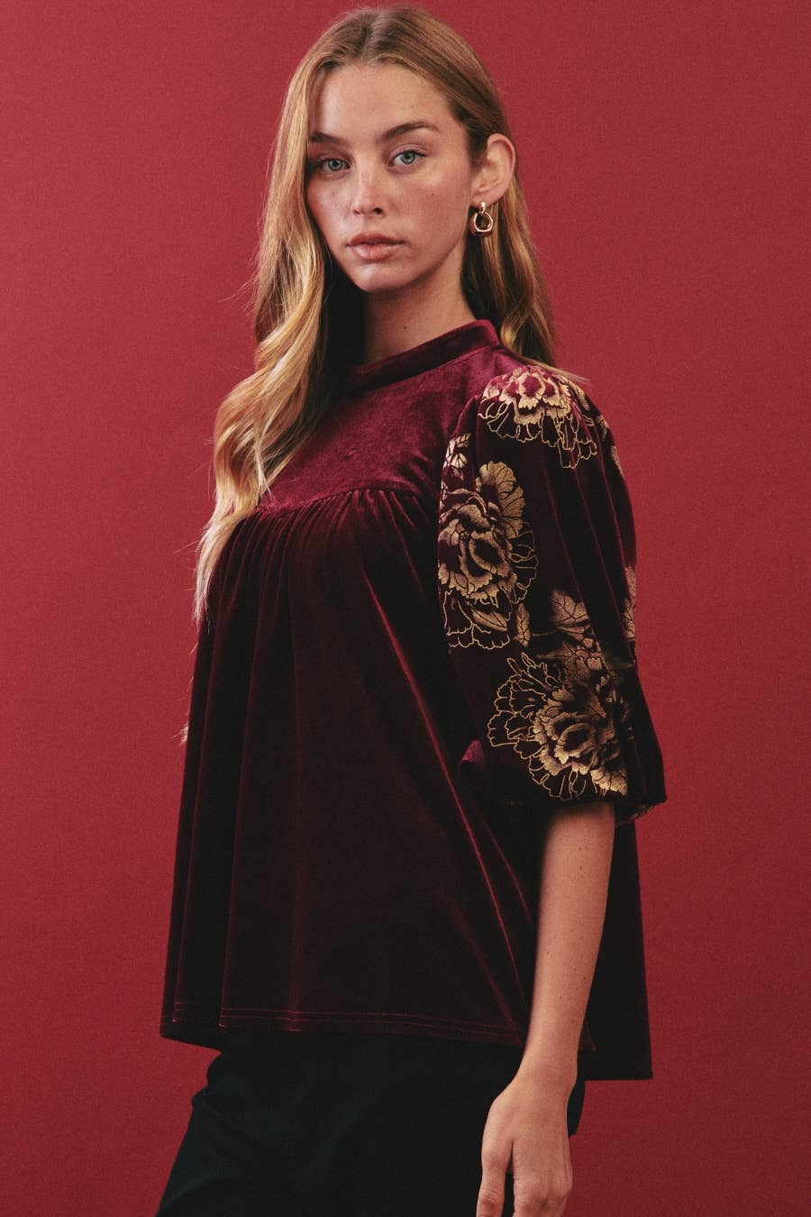 Burgandy Velvet Blouse