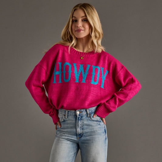 Bright Pink Howdy Lightweight Sweater