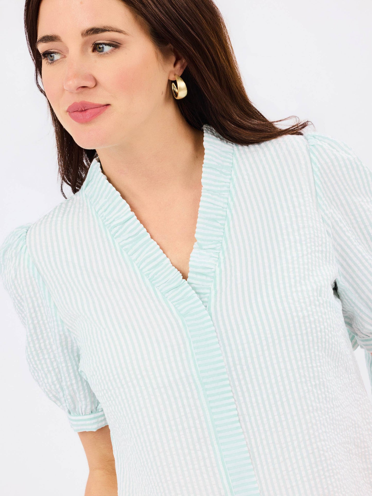 Brynn Top |  Seafoam + White