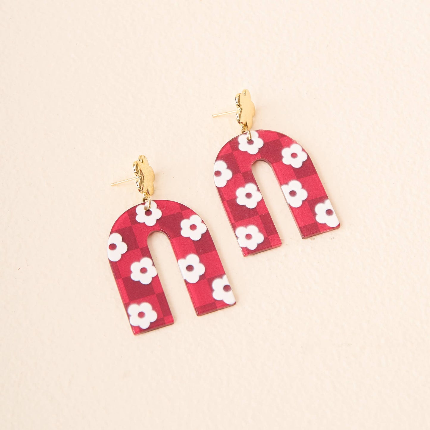 Acrylic Earrings - Maroon