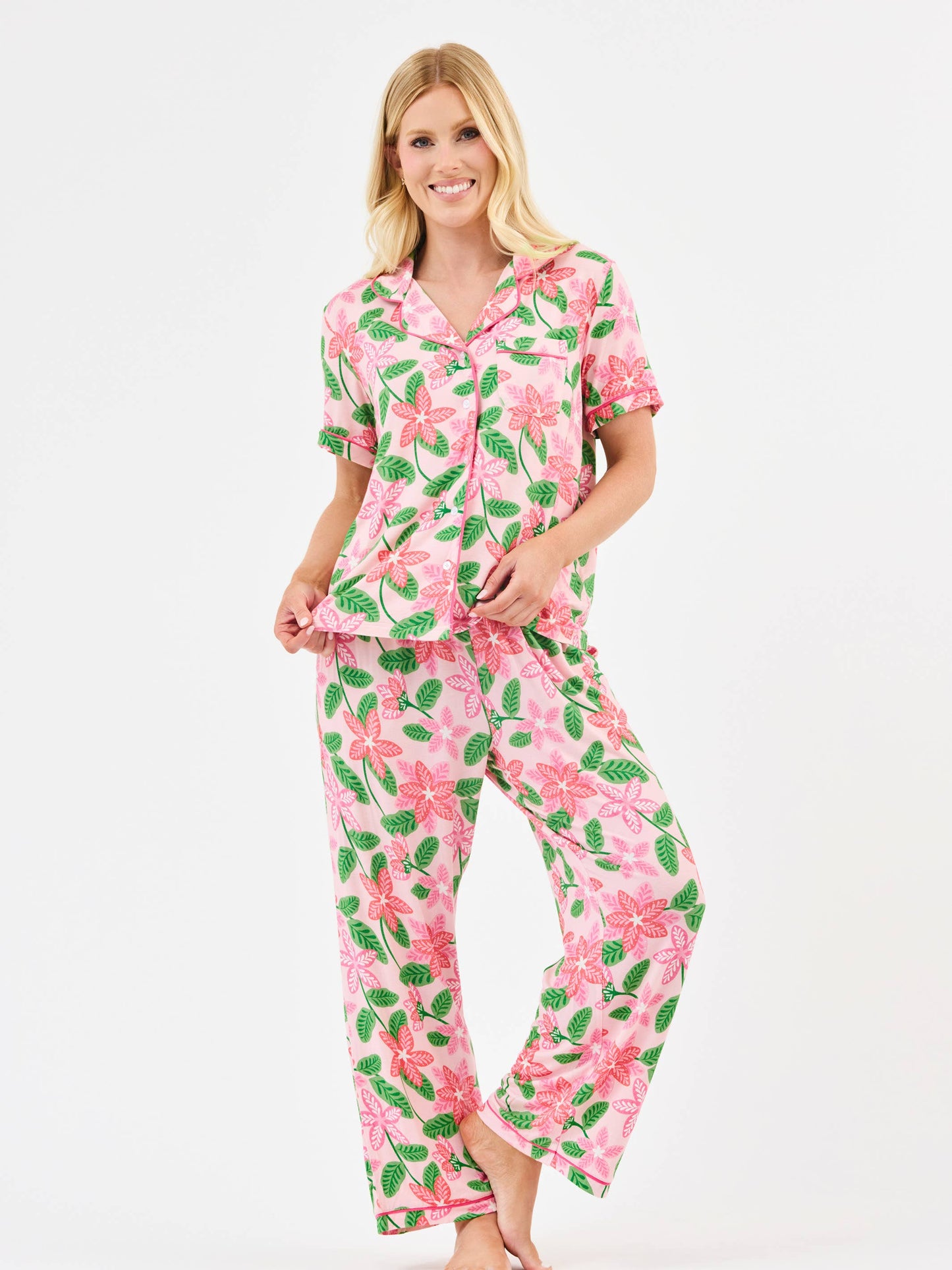 Women's Charlotte Pajama Pants Set  | Island Muse Pink