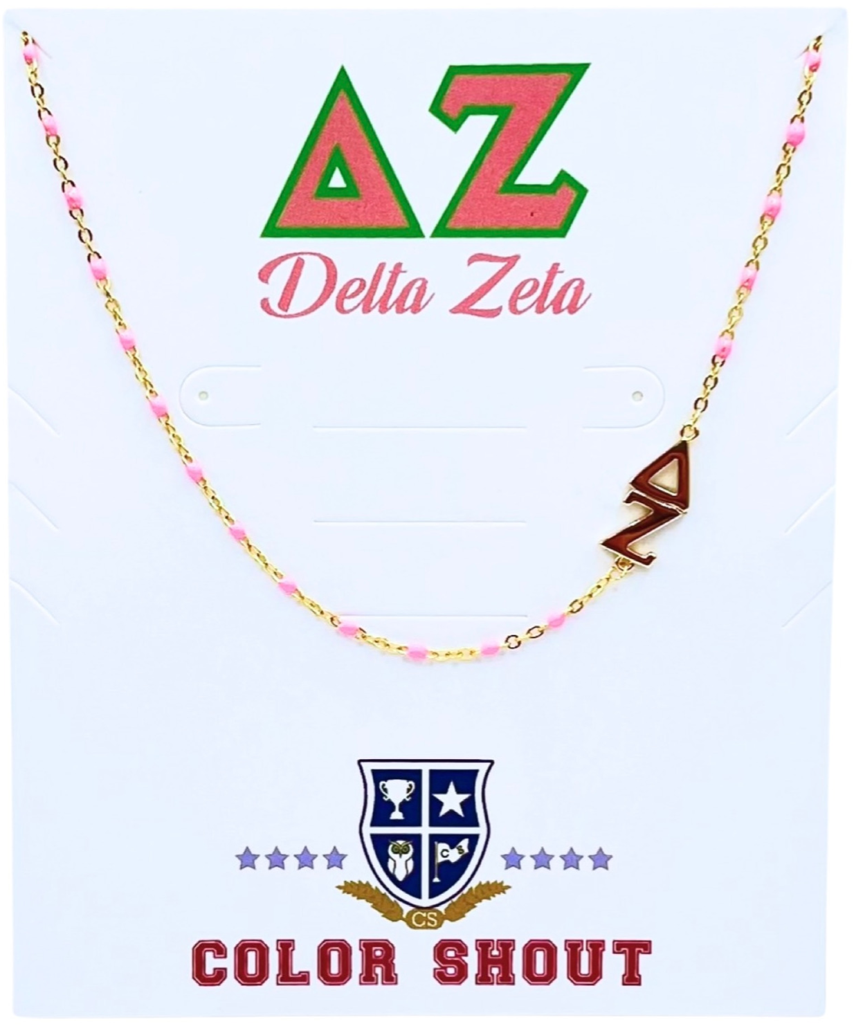 The Sorority Necklace: Side Set Greek letters on Enamel Bead: Delta Zeta