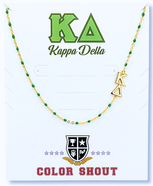 The Sorority Necklace: Side Set Greek letters on Enamel Bead: Kappa Delta