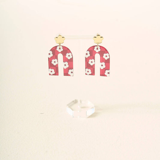 Acrylic Earrings - Maroon