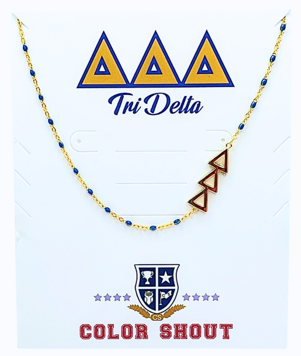 The Sorority Necklace: Side Set Greek letters on Enamel Bead: Delta Delta Delta